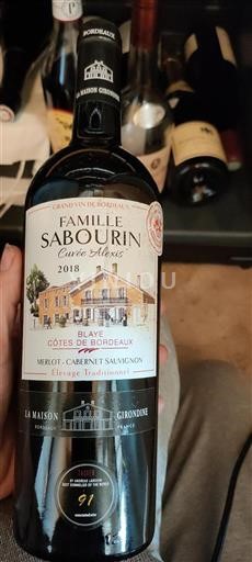 Bordeaux Blaye-côtes-de-bordeaux Famille Sabourin Alexis 2018