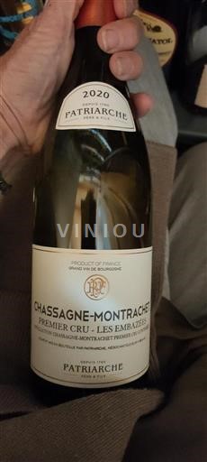 Vin Blanc sec Les Embazées Patriarche Père & Fils 2020 France Bourgogne Chassagne-montrachet Premier Cru