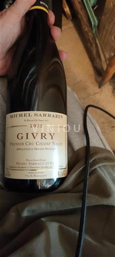 Vin Rouge sec Premier Cru Champ Nalot Michel Sarrazin 2022 France Bourgogne Givry Premier Cru