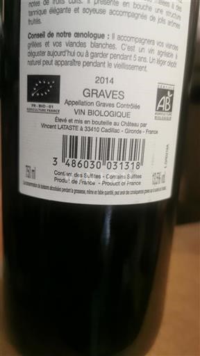 Bordeaux Graves Vincent Lataste 2014