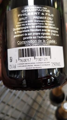 Champanhe Premier Cru Champagne Philbert & Fils Não Sazonado