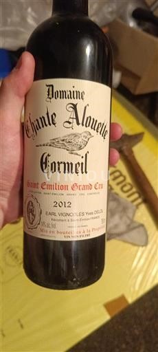 Burdeos Saint-Émilion Gran Cru Grand Cru Chante Alouette Cormeil 2012