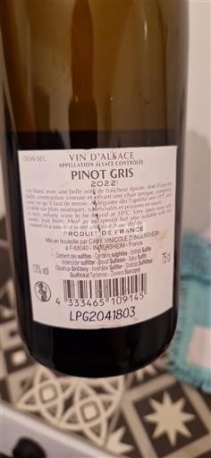 Alsace Cave Vinicole Ingersheim Pinot Gris 2022