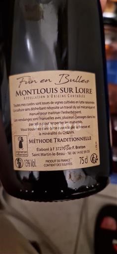 Vin Effervescent Blanc sec Fun en Bulles Non millésimé France Vallée de la Loire Montlouis-sur-loire