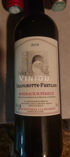 Bordeaux Bordeaux Supérieur Grangeotte-Freylon 2018