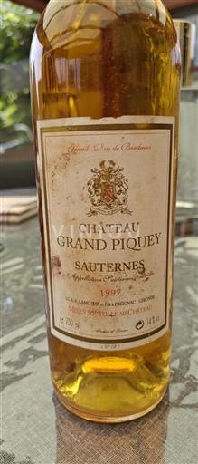 Vin Blanc liquoreux Château Grand Piquey 1997 France Bordeaux Sauternes