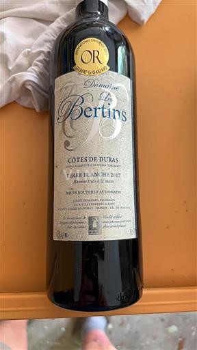 Vin Rouge sec Terre Blanche Domaine Les Bertins 2017 France Sud-Ouest Côtes-de-duras