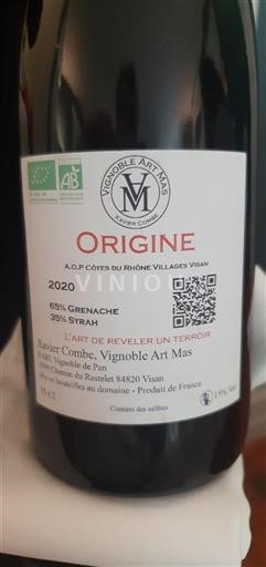 Valle del Rodano Non specificato Vignoble Art Mas Origine 2020