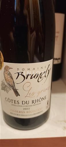 Valle del Ródano Côtes del Ródano Domaine Brunely Les Grives 2022
