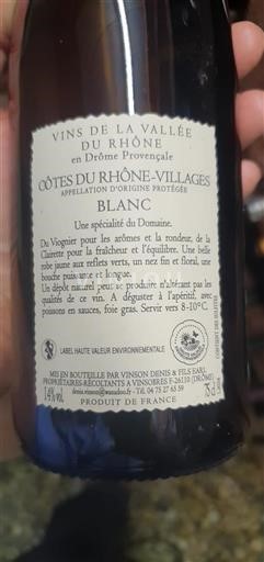 Vallée du Rhône Côtes-du-rhône-villages Vinson Denis & Fils Non Millésimé