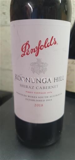 South Australia Unspecified Penfolds Koonunga Hill Shiraz Cabernet 2018