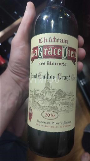 Bordeaux Saint-Émilion Grand Cru Grand Cru Château La Grâce Dieu Les Menuts 2016
