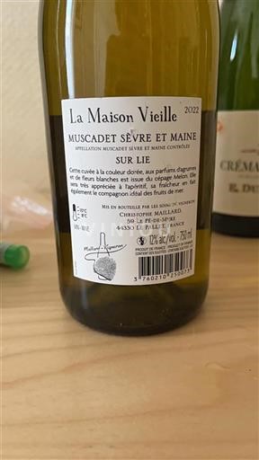 Vin Blanc sec Sur Lie La Maison Vieille 2022 France Vallée de la Loire Muscadet-sèvre-et-maine AOC