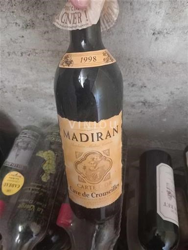 Vin Rouge sec Carte d'Or Cave de Crouseilles 1998 France Sud-Ouest Madiran