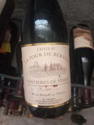 Vin Rouge sec Château La Tour de Beraud 1992 France Vallée du Rhône Costières-de-nîmes