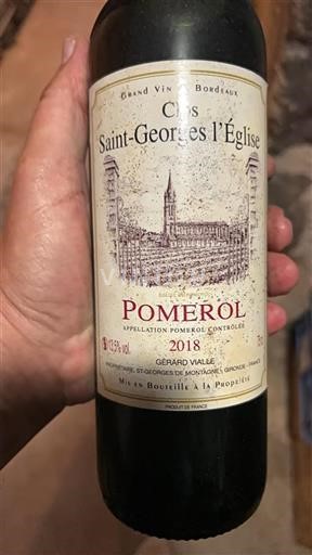 Bordeaux Pomerol Clos Saint-Georges l'Église 2018