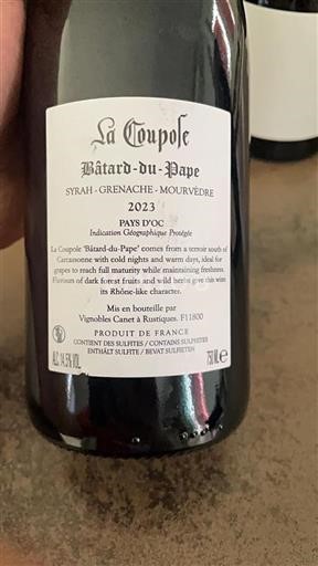 Languedoc e Roussillon Pays d'oc La Coupole Bâtard-du-Pape 2023