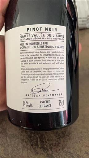 Languedoc-Roussillon Upper Aude Valley Domaine O Pinot Noir 2024