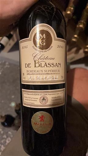 Bordeaux Bordeaux supérieur Château Blassan Fûts de Chêne 2015