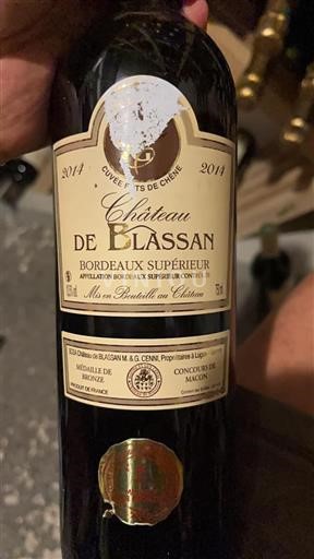 Bordeaux Bordeaux supérieur Château Blassan Fûts de Chêne 2014