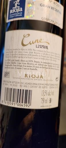 Rioja Cune Gran Reserva 2014