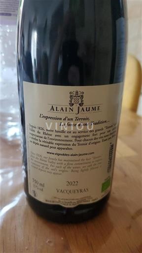 Rhônedalen Vacqueyras Alain Jaume 2022