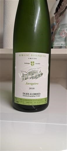 Vin Blanc sec Domaine Dupasquier 2018 France Alpes et pays Rhodaniens Vins des Allobroges