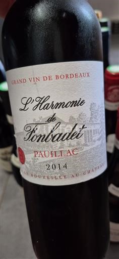 Bordeaux Pauillac Fonbadet L'Harmonie de Fonbadet 2014