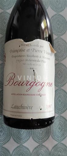 Vin Rouge sec Lauchivère Françoise et Pierre Vicard 1997 France Bourgogne
