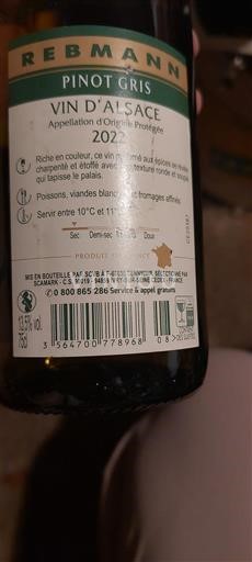 Alsazia Non specificato Grand Cru Rebmann Pinot Gris 2022