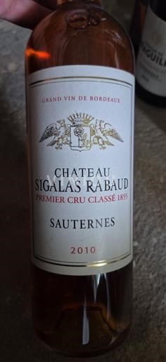 Bordeaux Sauternes Premier Cru Château Sigalas Rabaud 2010