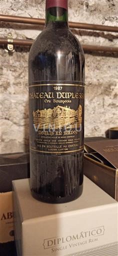 Vin Rouge sec Château Duplessis 1987 France Bordeaux Moulis-en-Médoc Cru Bourgeois