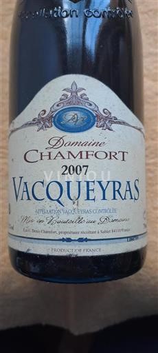 Rhônen laakso Vacqueyras Domaine Chamfort 2007