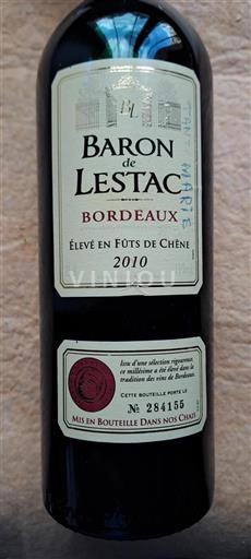 Vin Rouge sec Baron de Lestac 2010 France Bordeaux