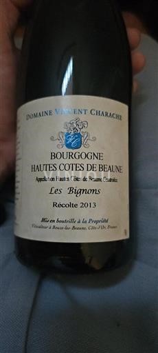 Burgundy Hautes-Côtes de Beaune Domaine Vincent Charache Les Bignons 2013