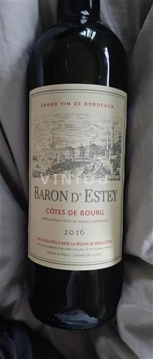 Vin Rouge sec Baron Estey 2016 France Bordeaux Côtes-de-bourg
