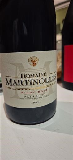 Vin Rouge sec Pinot Noir Martinolles 2023 France Languedoc et Roussillon Pays d'oc