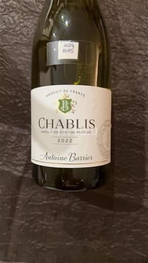 Burgundy Chablis Antoine Barrier 2022