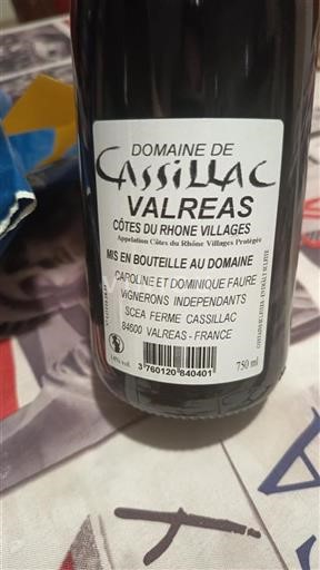 Valle del Rodano Côtes-du-rhône-villages Domaine Cassillac Valréas Senza annata