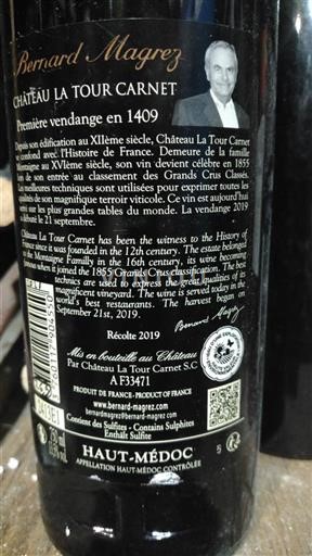 Bordeaux Haut-Médoc Grand Cru Château La Tour Carnet 2019