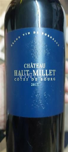 Bordeaux Côtes-de-bourg Château Haut-Millet 2015