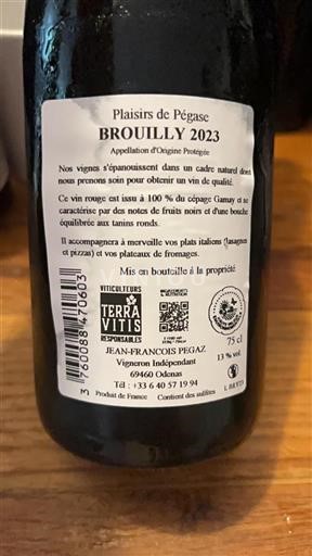Beaujolais Brouilly Plaisirs de Pégase 2023