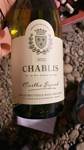 Bourgogne Chablis Marthe Sigand 2022