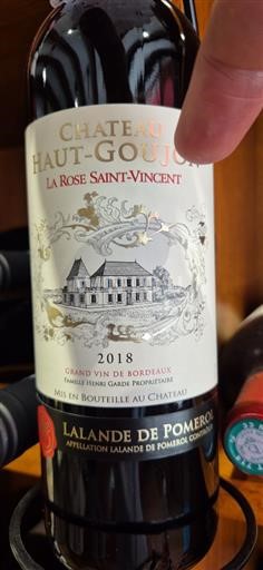 Bordeaux Lalande-de-Pomerol Château Haut-Goujon La Rose Saint-Vincent 2018