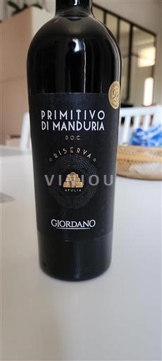 Apulia Wines Primitivo di Manduria Giordano Riserva 2019