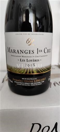 Burgundi Maranges Premier Cru Domaine Olivier Lebeault Les Loyères 2018