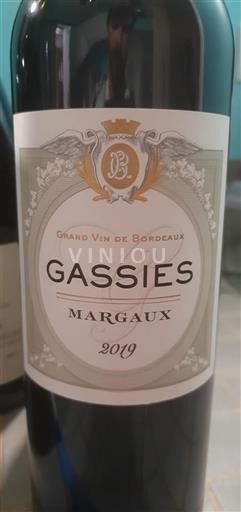 Bordeaux Margaux Grand Cru Gassies 2019
