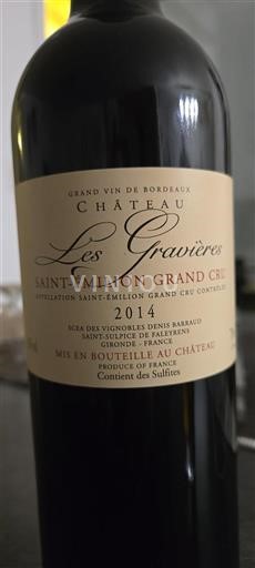 Bordeaux Saint-Émilion Grand Cru Château Les Gravières 2014