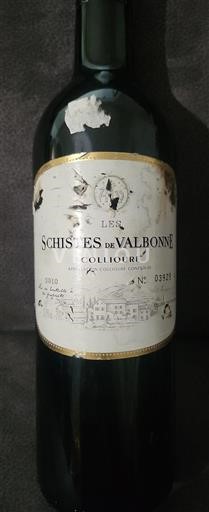 Roussillon Collioure Cellier des Templiers Les Schistes de Valbonne 2010