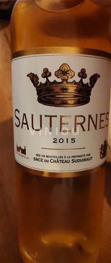 Bordeaux Sauternes Premier Cru Château Suduiraut 2015